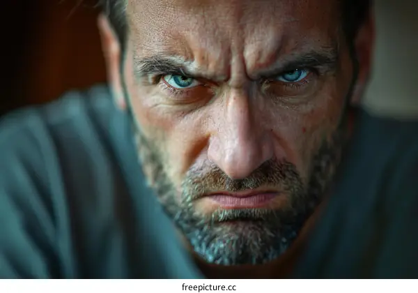 Close-up Portrait of an Angry Man