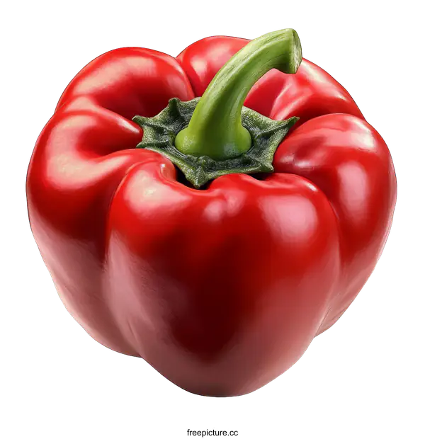 [Transparent Background PNG]Closeup of a Vibrant Red Bell Pepper