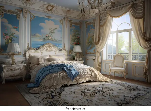 Luxurious Master Bedroom in an Exquisite European Palace
