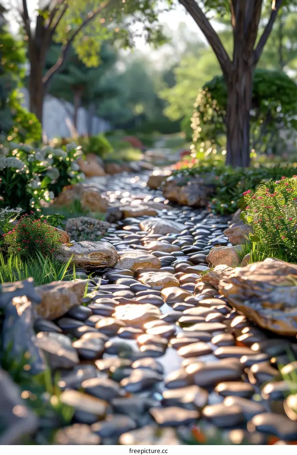 Zen Stone Path in a Tranquil Garden