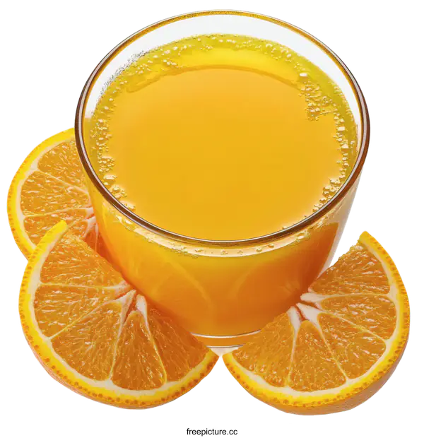 [Transparent Background PNG]Orange Juice in a Glass with Orange Slices