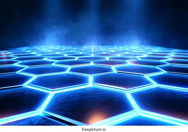 Abstract Hexagon Pattern with Neon Light