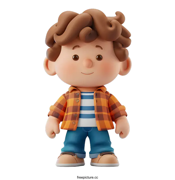 [Transparent Background PNG]Smiling Cartoon Boy Standing