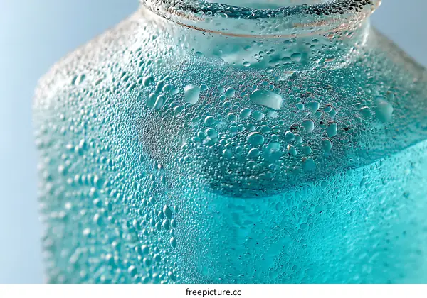 Close-up of a Cold Beverage Bottle with Condensation