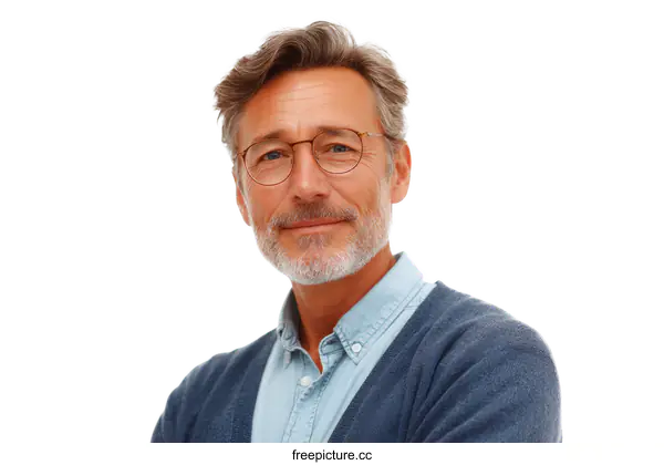 [Transparent Background PNG]Portrait of a Smiling Senior Man