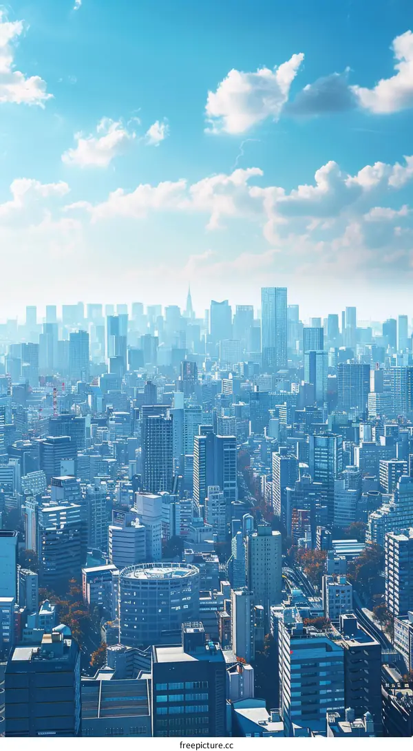 Modern City Skyline Under a Clear Blue Sky