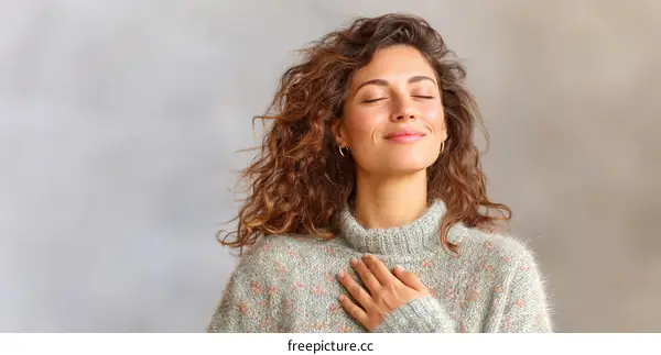 Peaceful Woman in a Cozy Sweater
