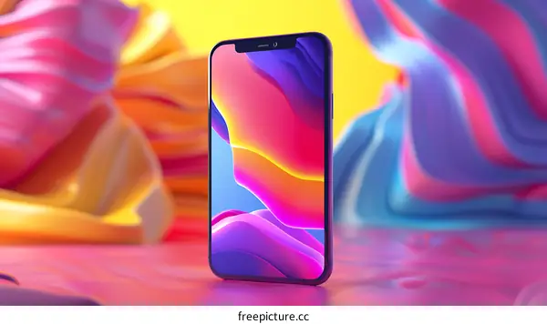 Abstract Phone Background With Purple, Pink, And Yellow Colors