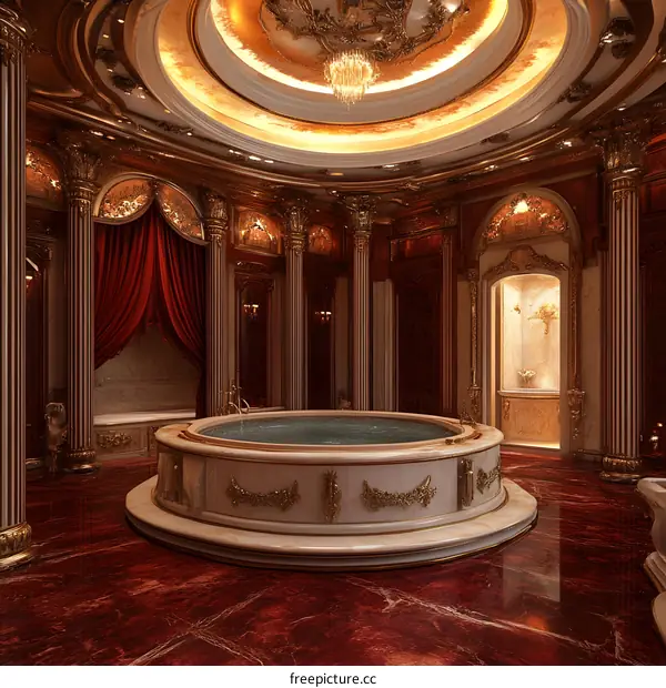 Luxury Bathroom Interior Design with Marble Hot Tub