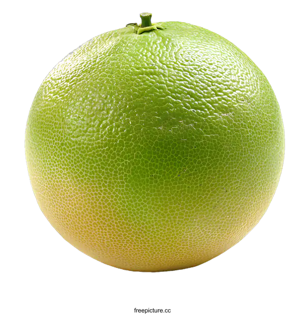 [Transparent Background PNG]Single Green Pomelo Fruit on White