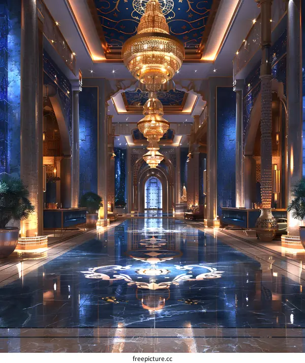 The magnificent hotel lobby