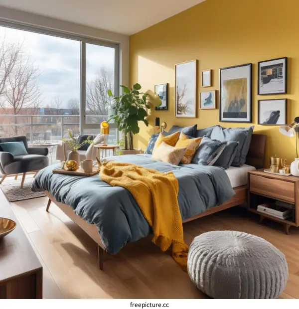 Bright and Inviting Bedroom with City View