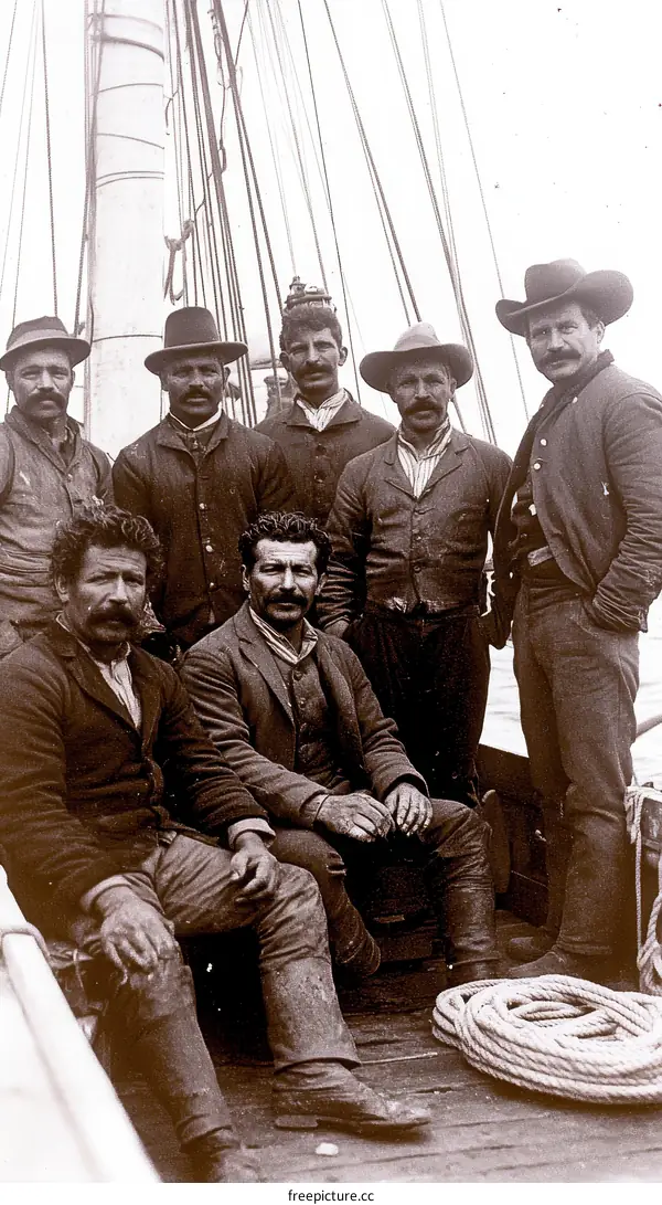 Group of Sailors on a Ship Deck
