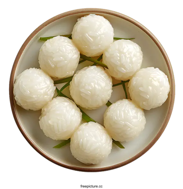 [Transparent Background PNG]Plate of delicious rice balls