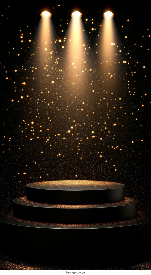 Black Podium Stage with Golden Spotlight
