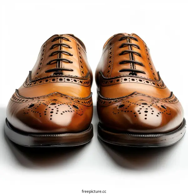 A Pair of Leather Formal Brogue Oxfords for Men in Brown