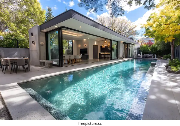 Modern House Backyard Swimming Pool Outdoor Design