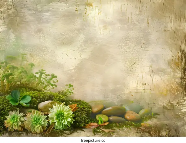 Green and Brown Floral Stone Background