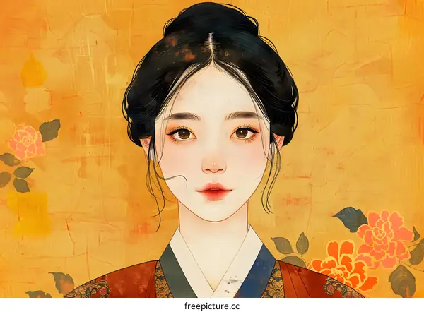 Portrait of a young woman in traditional Korean dress