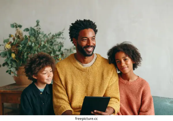 Happy Family Bonding Over Tablet