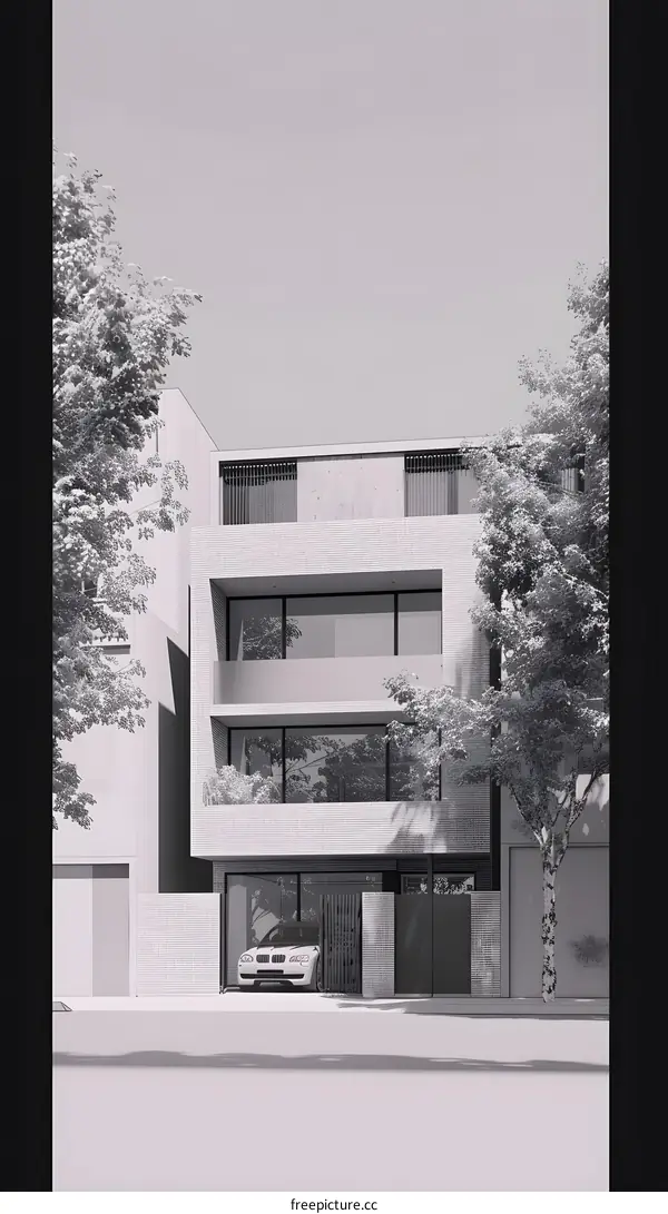 Modern House Exterior Design with Black and White