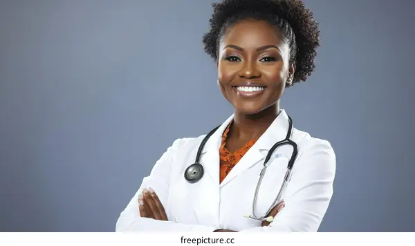 Confident African American Female Doctor Portrait