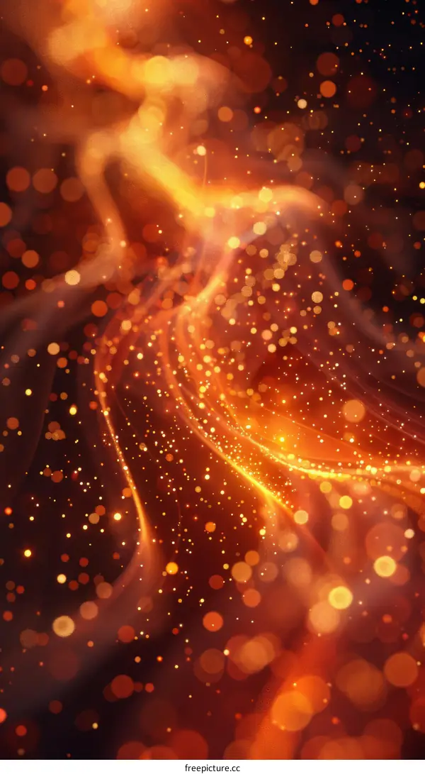 Abstract orange fire flames with glowing particles