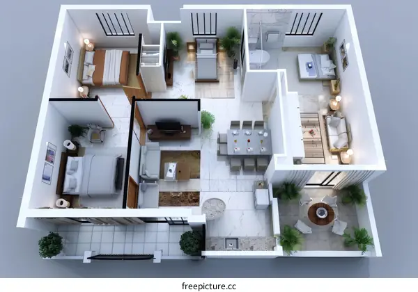 Chic Three-Bedroom Apartment in Modern Design with Stunning Balcony