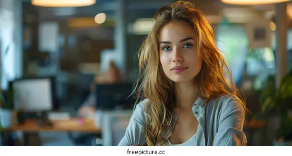 portrait of a beautiful young woman in a casual shirt