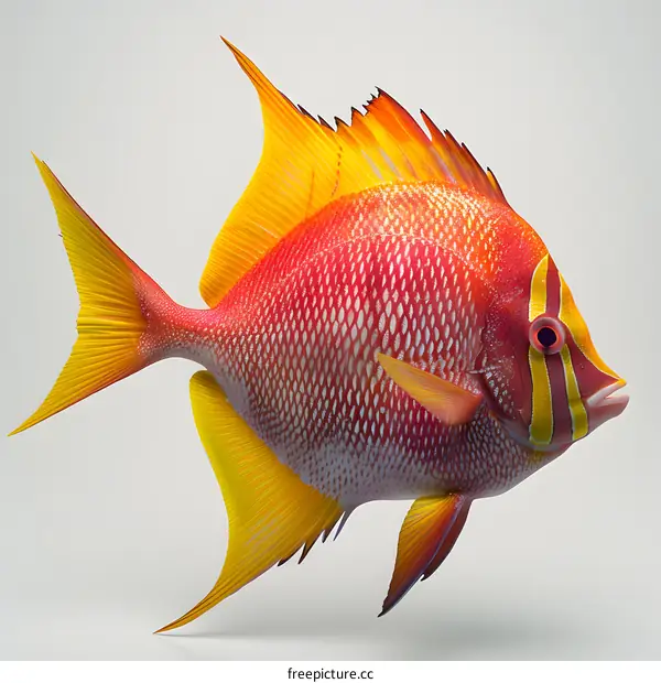 A Colorful Fish on White Background