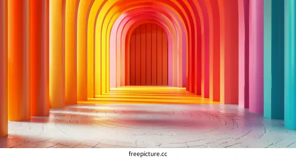 Rainbow Archway Colorful Abstract Interior Design