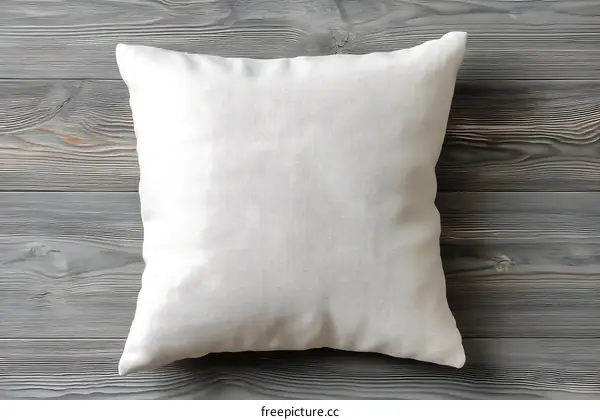 Blank White Pillow on Wooden Background
