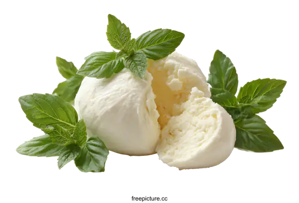 [Transparent Background PNG]Fresh Mozzarella with Fresh Herbs