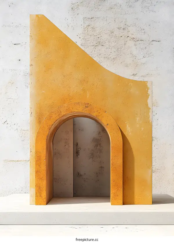 Abstract Architecture with Archway and Yellow Wall