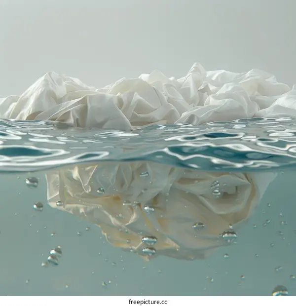 White cloth floating on the water surface