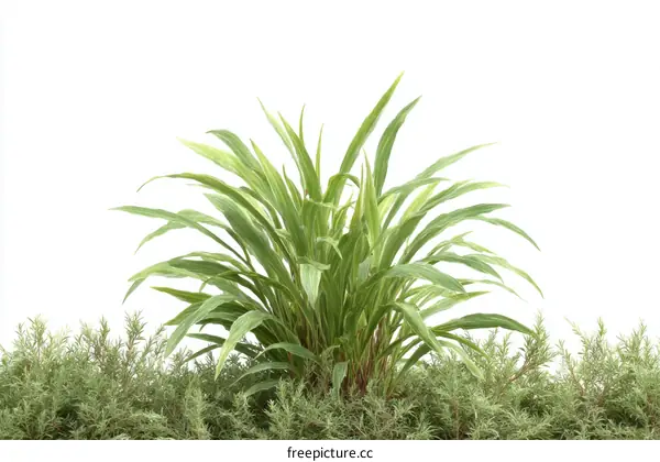 Green Plants Border Isolated on White Background