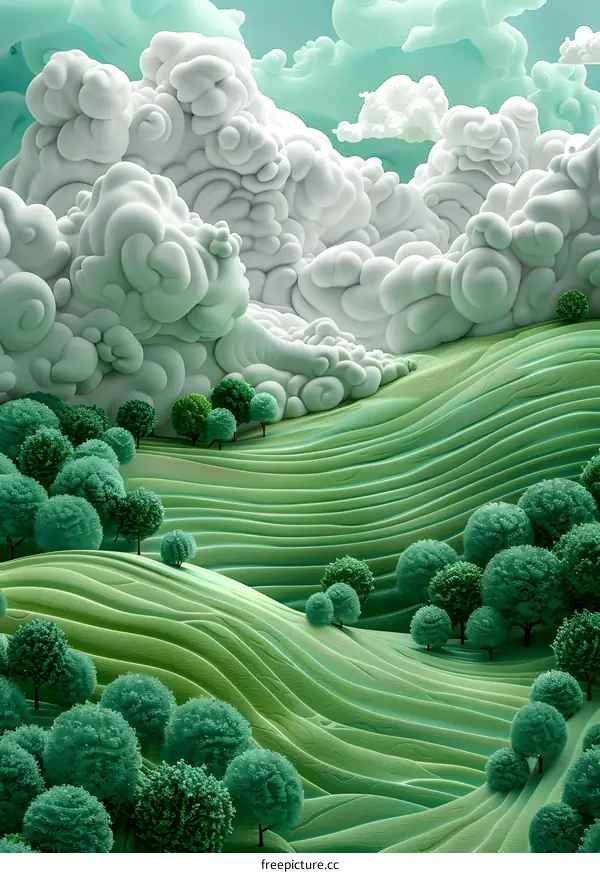 Green hills and trees