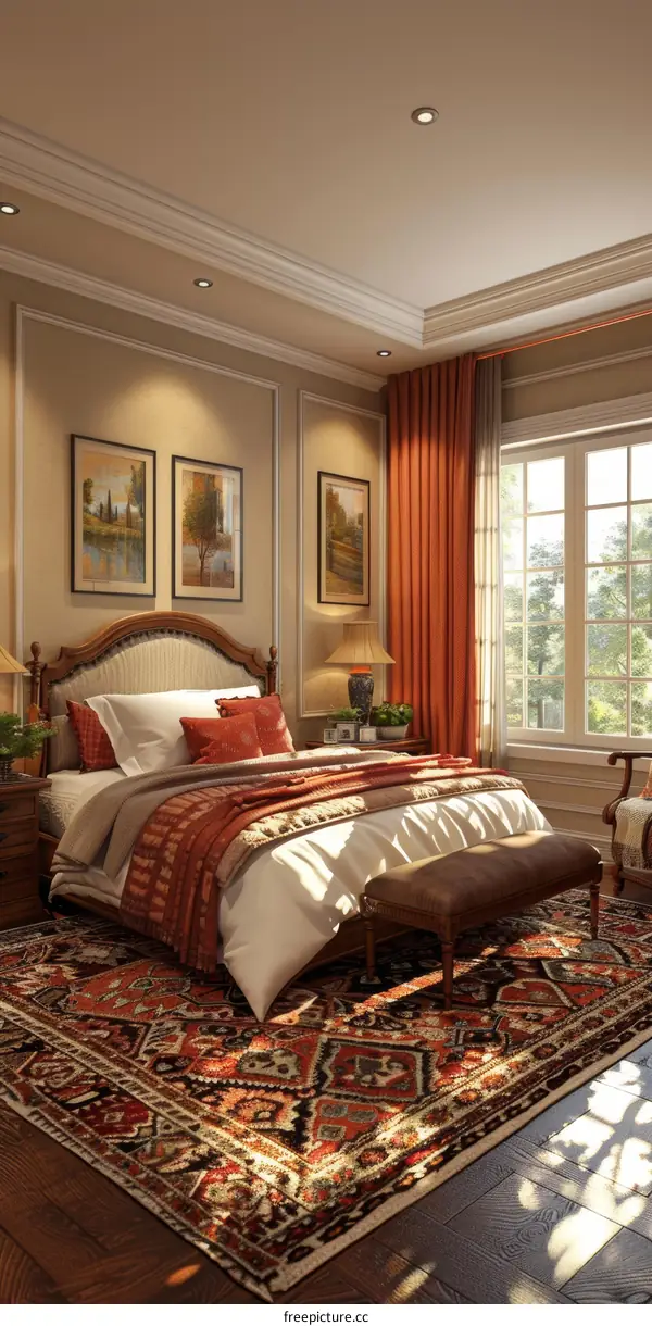 Elegant Bedroom Interior Design with Warm Colors