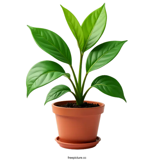 [Transparent Background PNG]Green Plant in Terracotta Pot on transparent background