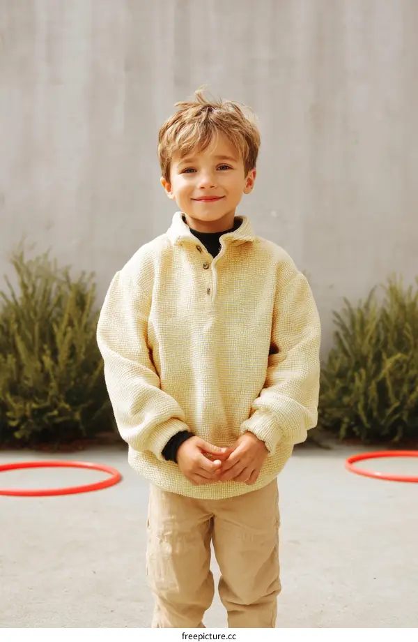 Smiling Boy in a Light Yellow Sweater