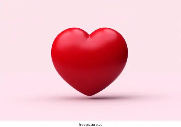 3D Red Heart on Pink Background