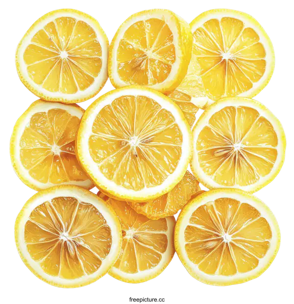 [Transparent Background PNG]Fresh Lemon Slices Close Up