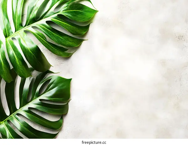 Green Tropical Leaves on White Background
