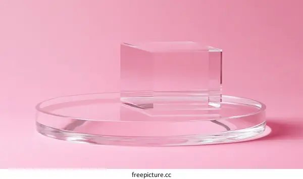 Transparent Glass Cube and Plate Display