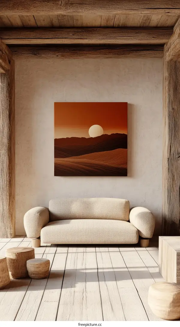 Warm Sunset Desert Landscape Painting
