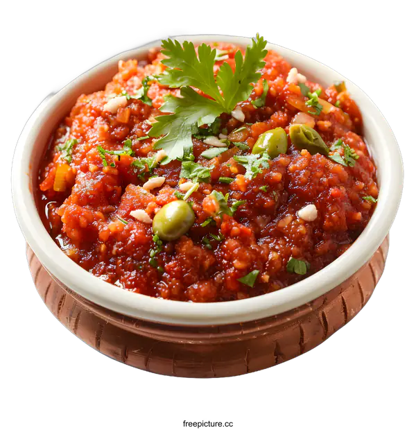 [Transparent Background PNG]Spicy Tomato Relish in a Bowl