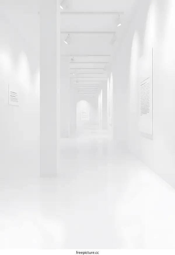 Minimalist White Gallery Corridor with Spotlights