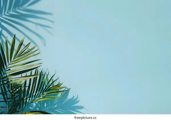 Palm Leaf Shadow on Blue Background