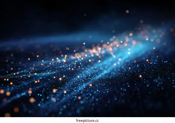 Abstract Digital Wave of Light Particles