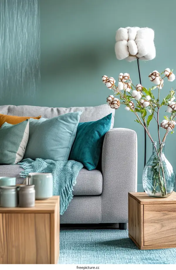 Modern Living Room Decor with Teal Accents